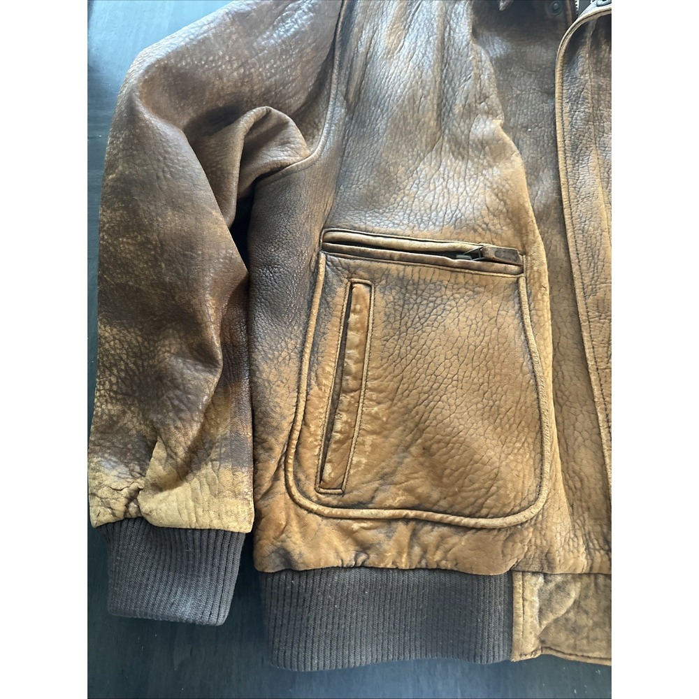 VTG Wilsons Men's Leather Jacket Size XL Brown Distressed Motorcycle Jacket - Picture 5 of 10
